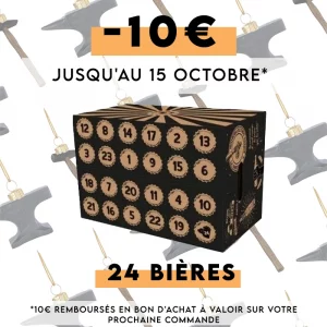 Calendrier de l'Avent bières artisanales, composé de 24 bouteilles soigneusement sélectionnées, présenté dans un emballage résistant et anti-casse. Parfait cadeau pour découvrir de nouvelles saveurs tout en patientant jusqu'à Noël.